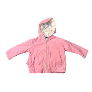 VTG Little Legends Baby Girls Soft Pink Hooded Jacket Floral Interior Lining 12M